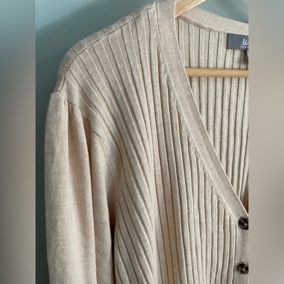 Marled Reunited Clothing Women’s Cream Ribbed Buttoned Cardigan - Picture 5 of 11